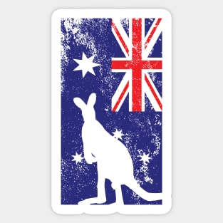 Aussie Flag with Kangaroo - Vintage Grunge Sticker